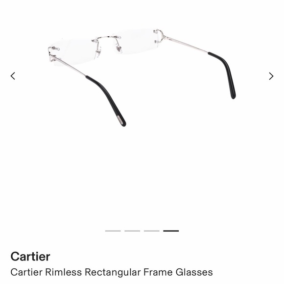 Cartier Rimless Rectangular Glasses in Silver with Black Tips